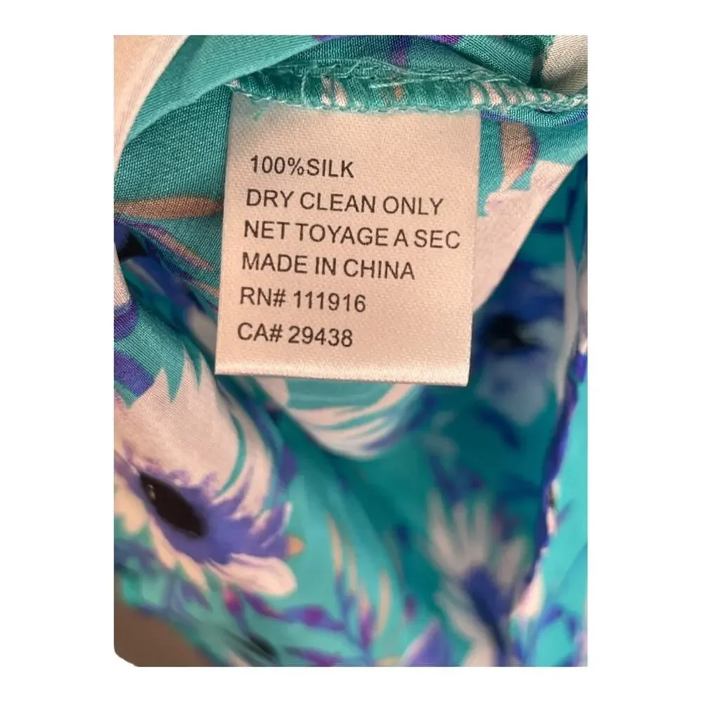 Yumi Kim Floral Top Short Sleeve 100% Silk Blouse Boho Garden Summer Party XS